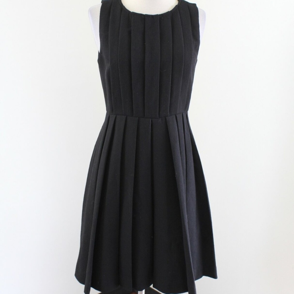 J. Crew Black Pleated Crepe Cocktail Dress
